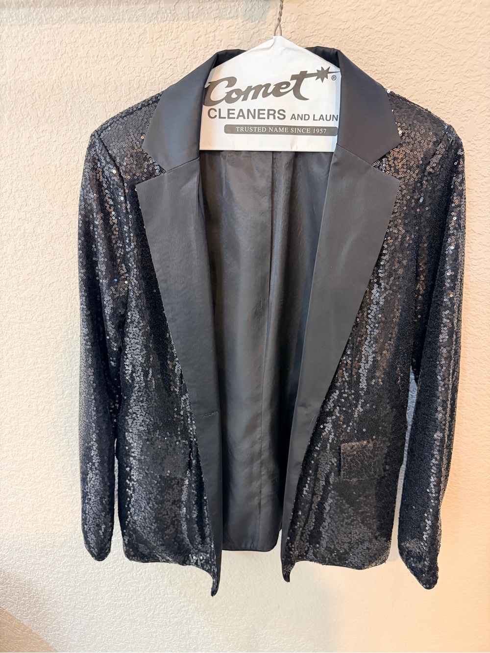 Womens Sequins Blazer Black